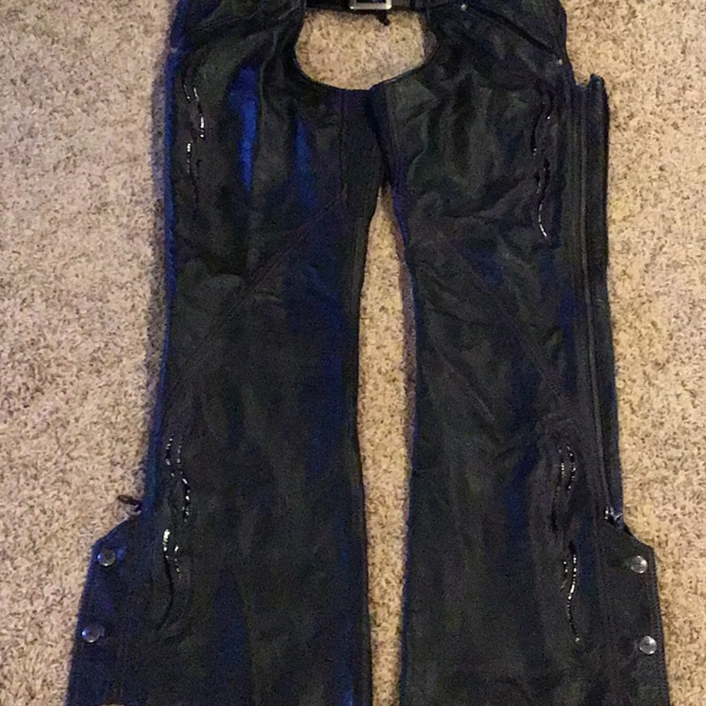 Black\Purple Leather Chaps